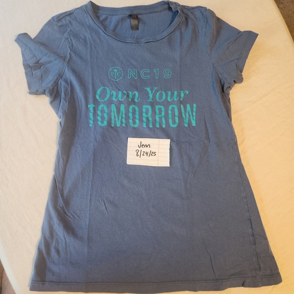 Pampered Chef 2019 Conference Blue Graphic T-Shirt Own Your Tomorrow